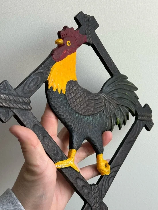 Vintage Rooster Iron Painted 8.5x8.5" Trivet Kitchen Farmhouse Decor Cottagecore - Picture 6 of 12